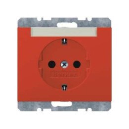 Berker 47397015 SCHUKO-Steckdose mit Beschriftungsfeld Berker K.1/K.5 rot, glänzend