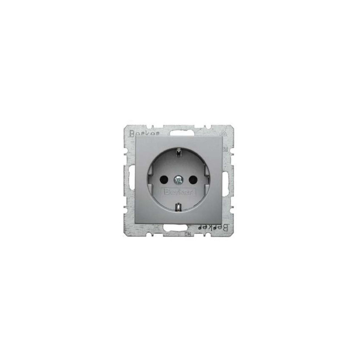 Berker 41431404 SCHUKO-Steckdose mit Schraubklemmen Berker B.1/B.7 Glas alu, matt