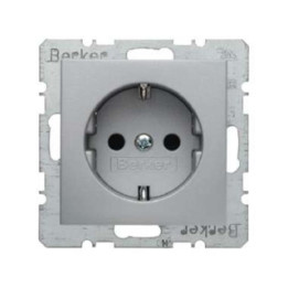 Berker 47231404 SCHUKO-Steckdose Berker B.1/B.7 Glas alu, matt