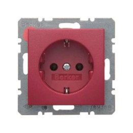 Berker 47431912 SCHUKO-Steckdose Berker S.1/B.1/B.3/B.7 Glas rot, matt