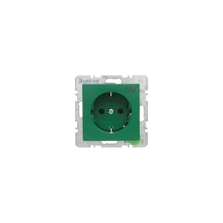 Berker 47438903 SCHUKO-Steckdose mit Aufdruck Berker S.1/B.3/B.7 Glas grün, glänzend
