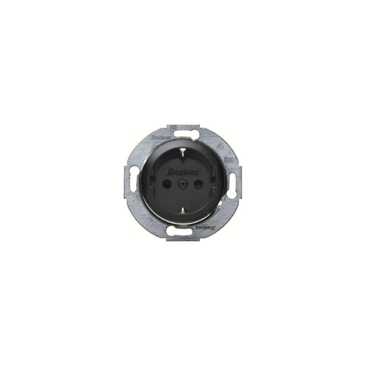 Berker 474521 SCHUKO-Steckdose Serie 1930/Glasserie/Palazzo schwarz, glänzend