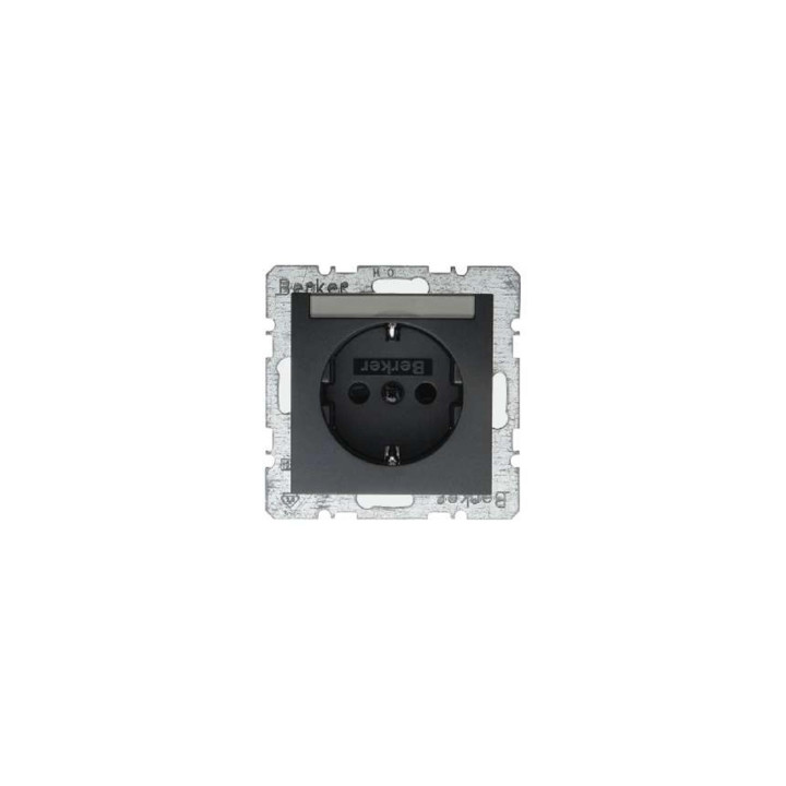 Berker 47491606 SCHUKO-Steckdose mit Beschriftungsfeld Berker B.1/B.3/B.7 Glas anthrazit, matt