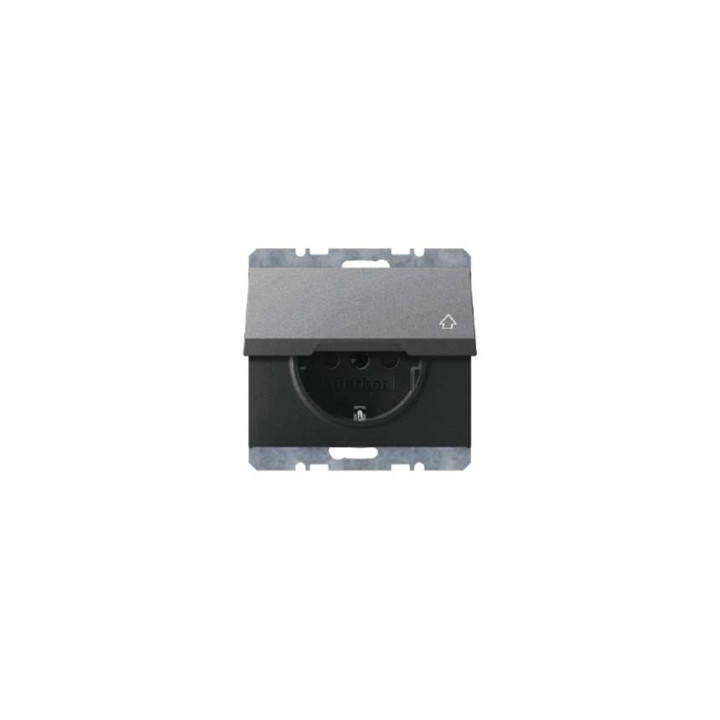 Berker 47517106 SCHUKO-Steckdose mit Klappdeckel Berker K.1 anthrazit, matt