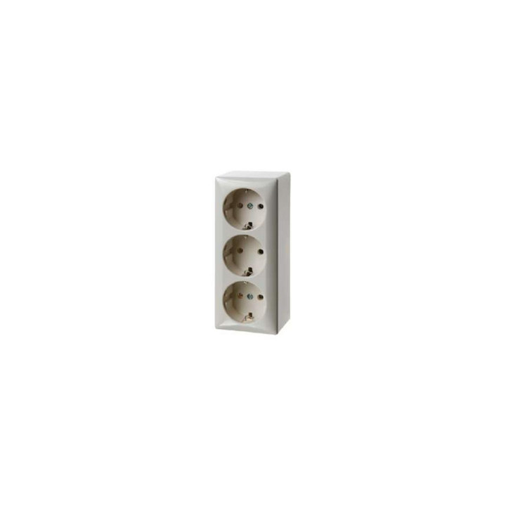 Berker 4040 SCHUKO-3fach-Steckdose mit Schraubklemmen Aufputz weiß, glänzend