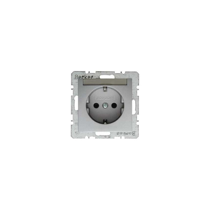 Berker 47491404 SCHUKO-Steckdose mit Beschriftungsfeld Berker B.1/B.7 Glas alu, matt