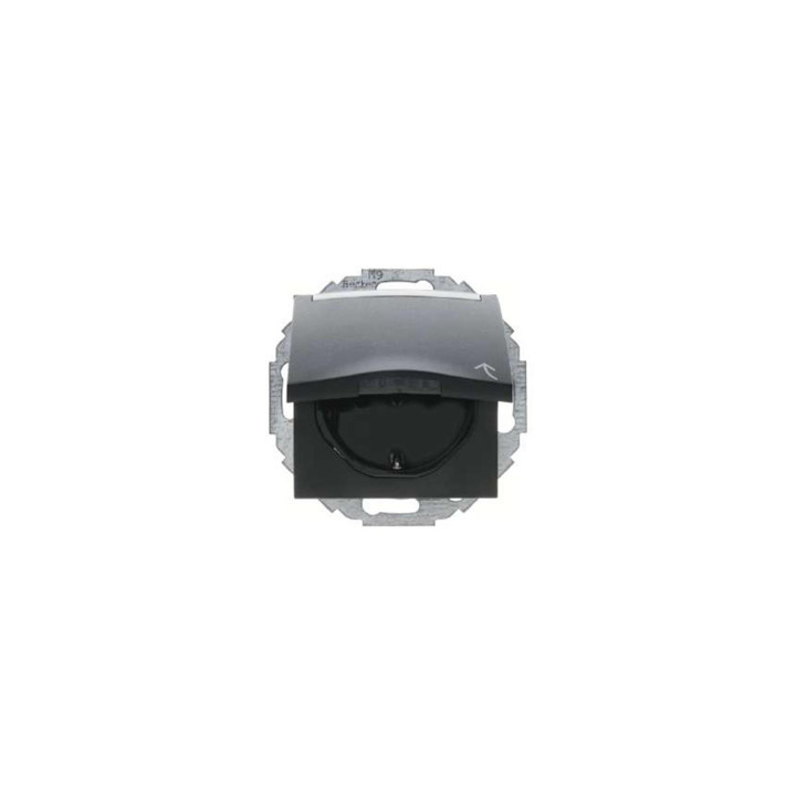 Berker 47461606 SCHUKO-Steckdose mit Klappdeckel und Beschriftungsfeld Berker B.1/B.3/B.7 Glas