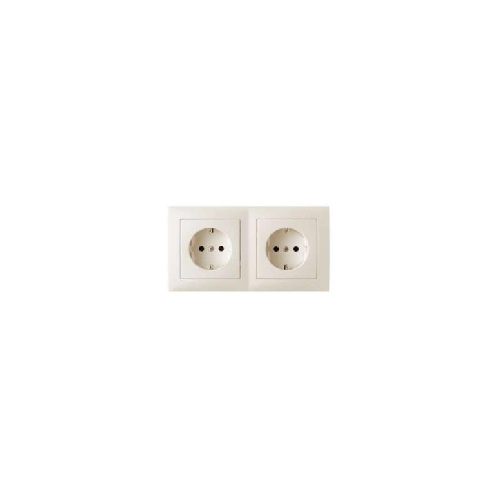 Berker 47208982 SCHUKO-Steckdosen-Kombination 2fach mit Rahmen Berker S.1 weiß, glänzend