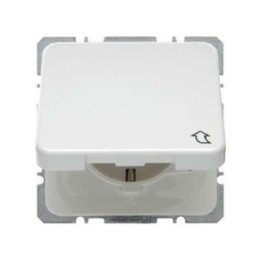 Berker 471609 SCHUKO-Steckdose mit Klappdeckel wg Up IP44 polarweiß, glänzend