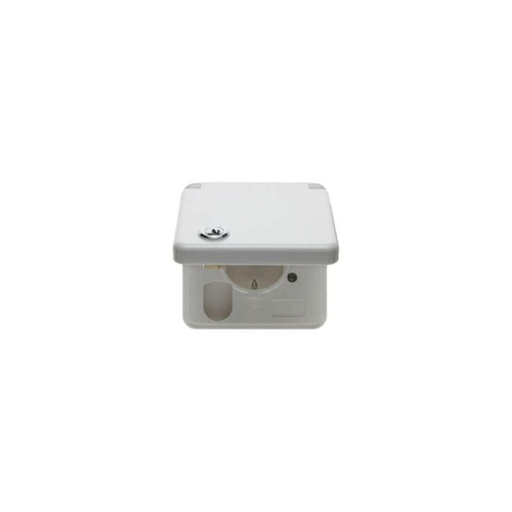 Berker 421209 SCHUKO-Steckdose mit Schraubklemmen mit Abdeckplatte, Klappdeckel und Schloss wg Up IP44