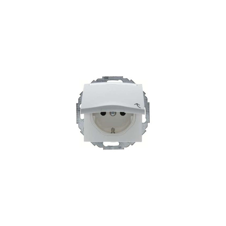 Berker 47461909 SCHUKO-Steckdose mit Klappdeckel und Beschriftungsfeld polarweiß, matt