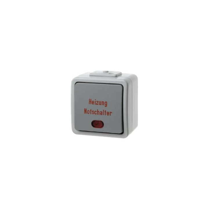 Berker 356605 Kontroll-Heizung Notschalter mit roter Linse und Aufdruck Aquatec IP44