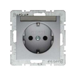 Berker 47501404 SCHUKO-Steckdose mit Beschriftungsfeld Berker B.1/B.7 Glas alu, matt