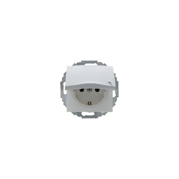 Berker 47441909 SCHUKO-Steckdose mit Klappdeckel Berker S.1/B.1/B.3/B.7 Glas polarweiß, matt