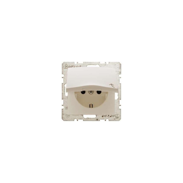 Berker 47518982 SCHUKO-Steckdose mit Klappdeckel Berker S.1 weiß, glänzend