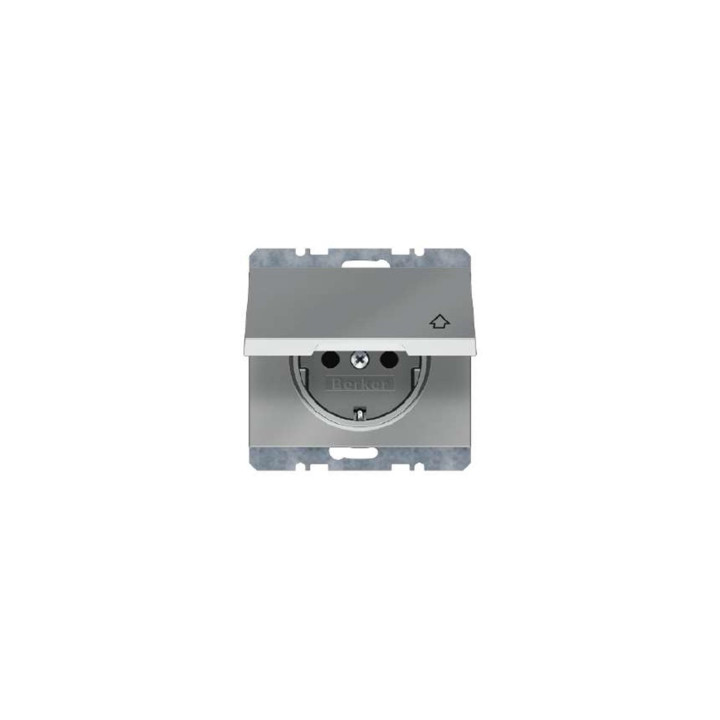 Berker 47517104 SCHUKO-Steckdose mit Klappdeckel Berker K.5 Edelstahl Rostfrei