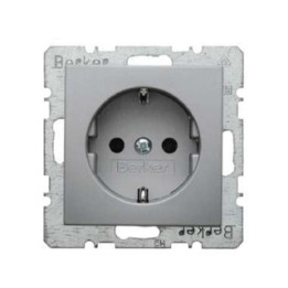 Berker 41231404 SCHUKO-Steckdose mit Schraubklemmen Berker B.1/B.7 Glas alu, matt