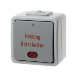 Berker 356205 Kontroll-Heizung Notschalter mit roter Linse und Aufdruck Aquatec IP44