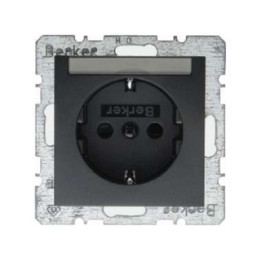 Berker 41491606 SCHUKO-Steckdose mit Schraubklemmen mit Beschriftungsfeld Berker B.1/B.3/B.7 Glas anthrazit, matt
