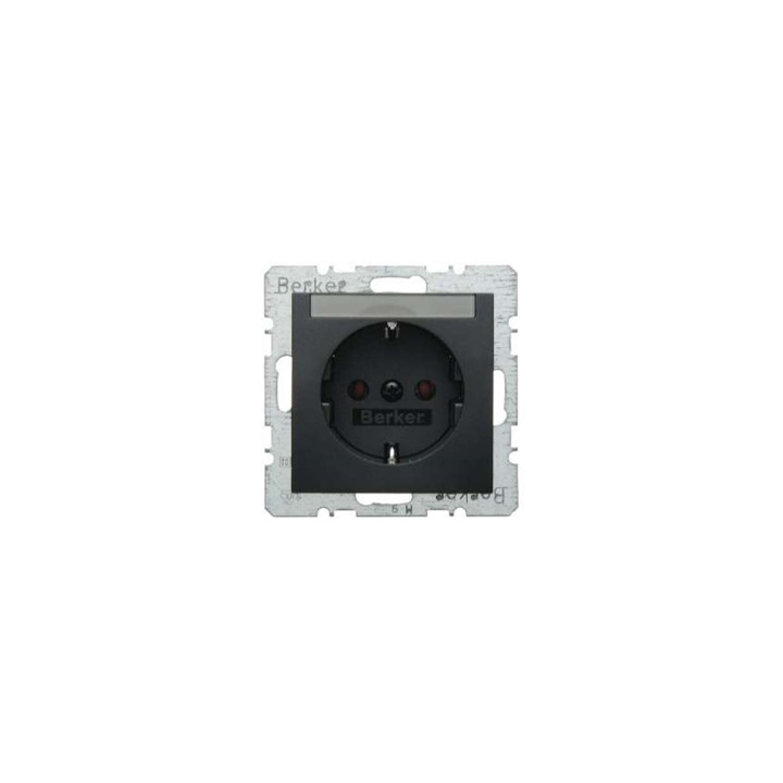 Berker 47501606 SCHUKO-Steckdose mit Beschriftungsfeld Berker B.1/B.3/B.7 Glas anthrazit, matt