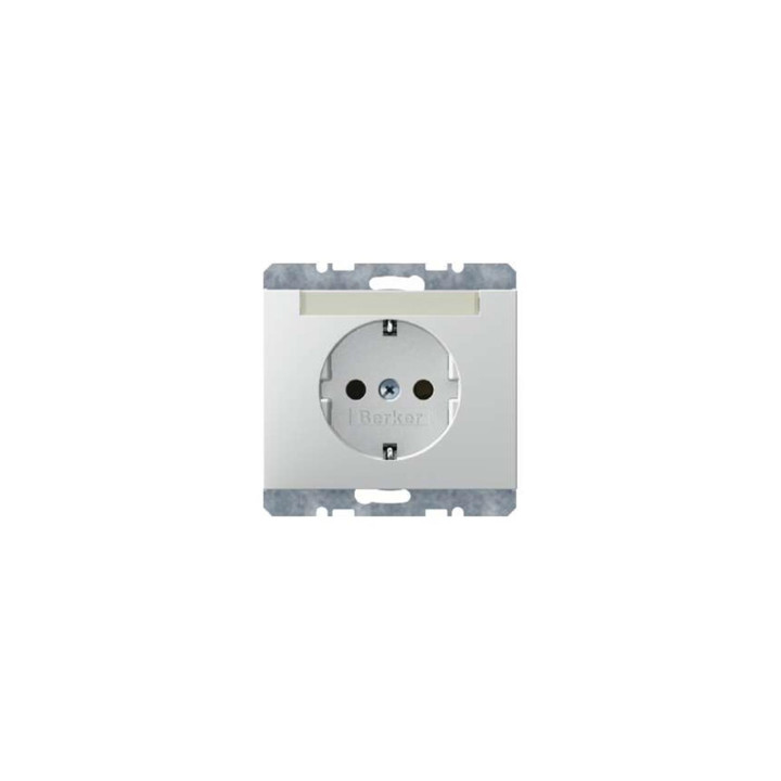 Berker 47387009 SCHUKO-Steckdose mit Beschriftungsfeld Berker K.1 polarweiß, glänzend