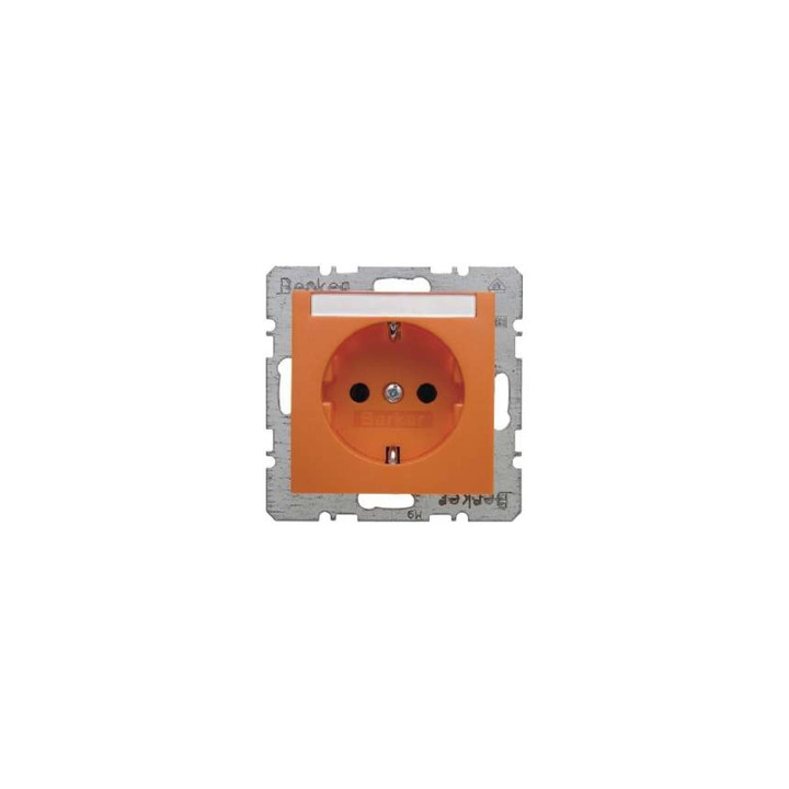 Berker 47508907 SCHUKO-Steckdose mit Beschriftungsfeld Berker S.1/B.3/B.7 Glas orange, glänzend