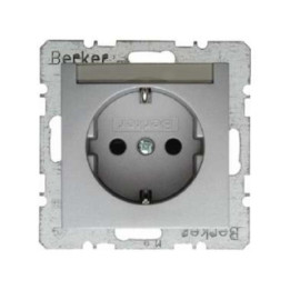 Berker 41491404 SCHUKO-Steckdose mit Schraubklemmen mit Beschriftungsfeld Berker B.1/B.7 Glas alu, matt