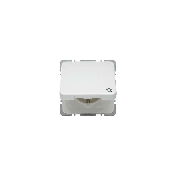 Berker 471509 SCHUKO-Steckdose mit Klappdeckel wg Up IP44 polarweiß, glänzend