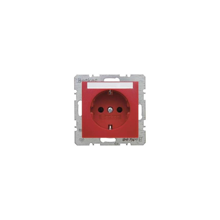 Berker 47501902 SCHUKO-Steckdose mit Beschriftungsfeld Berker S.1/B.1/B.3/B.7 Glas rot, matt