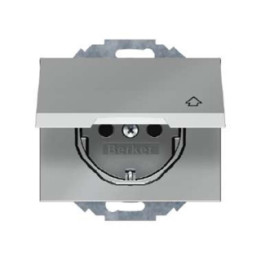 Berker 47477104 SCHUKO-Steckdose mit Klappdeckel Berker K.5 Edelstahl Rostfrei