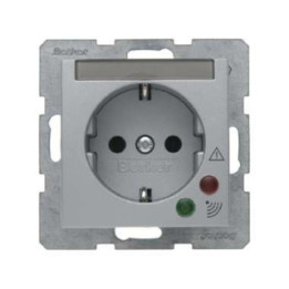 Berker 41081404 SCHUKO-Steckdose mit Schraubklemmen mit Überspannungsschutz Berker B.1/B.7 Glas alu, matt