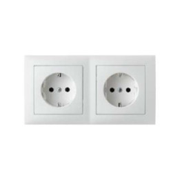 Berker 47208989 SCHUKO-Steckdosen-Kombination 2fach mit Rahmen Berker S.1 polarweiß, glänzend