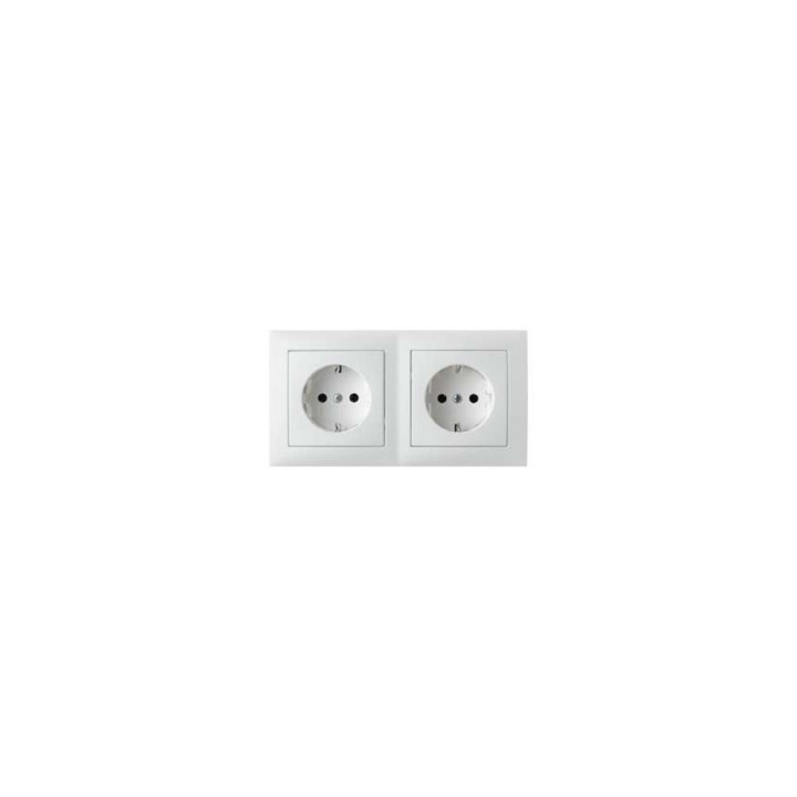 Berker 47208989 SCHUKO-Steckdosen-Kombination 2fach mit Rahmen Berker S.1 polarweiß, glänzend