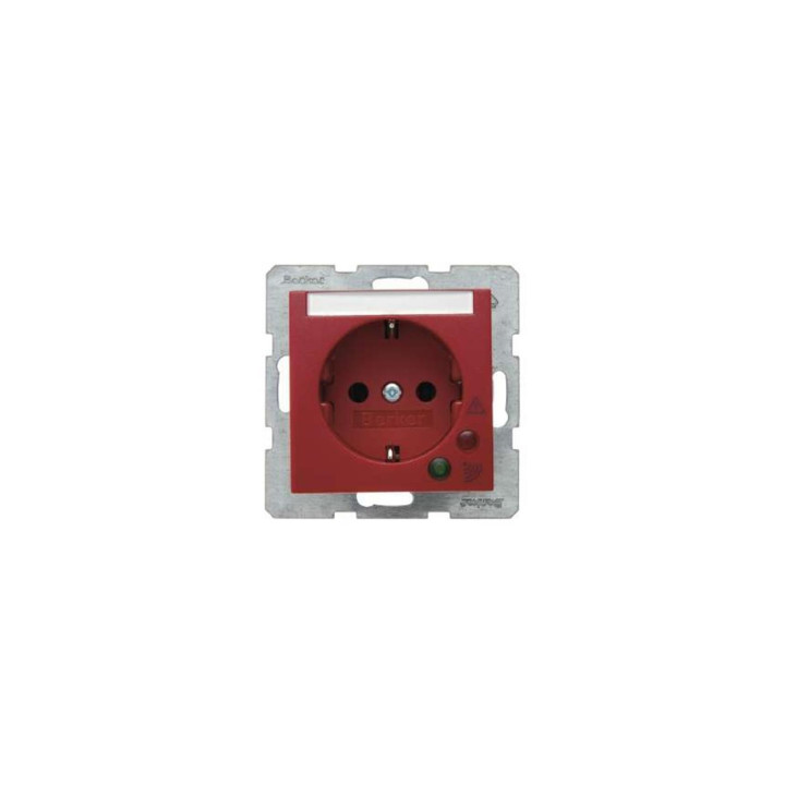 Berker 41081962 SCHUKO-Steckdose mit Schraubklemmen mit Überspannungsschutz Berker S.1/B.1/B.3/B.7 Glas rot, matt