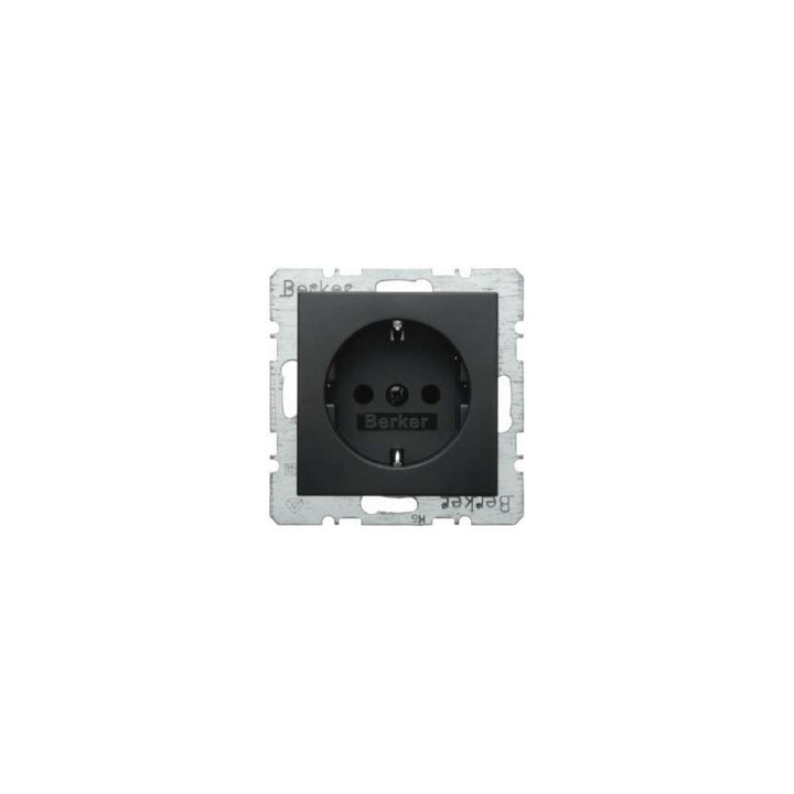 Berker 41231606 SCHUKO-Steckdose mit Schraubklemmen Berker B.1/B.3/B.7 Glas anthrazit, matt