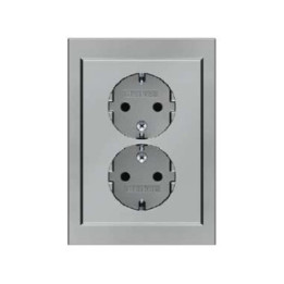 Berker 47537004 SCHUKO-Doppelsteckdose mit Abdeckplatte Berker K.5 edelstahl, lackiert