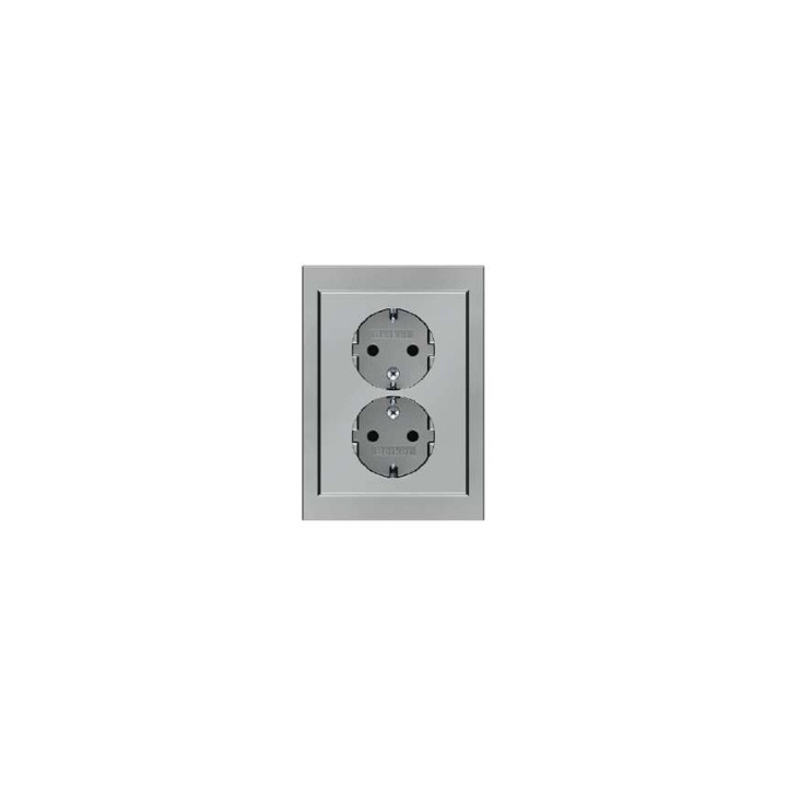 Berker 47537004 SCHUKO-Doppelsteckdose mit Abdeckplatte Berker K.5 edelstahl, lackiert