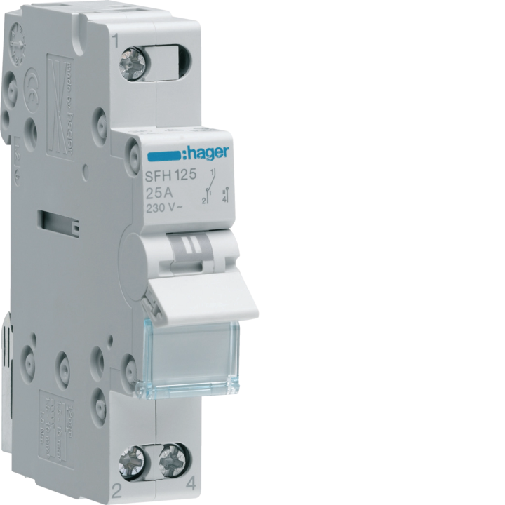 Hager SFH125 1P 25A Manual Changeover Switch