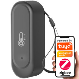 Ūdensnecaurlaidīgs temperatūras un mitruma sensors, melns Zigbee Tuya
