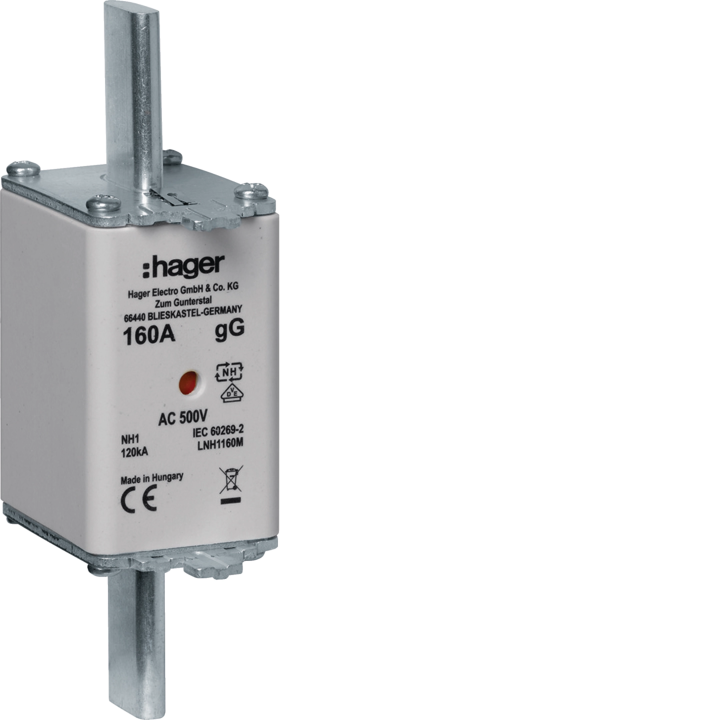 Hager LNH1160M HRC LV Fuse NH1 gG AC500V 160A